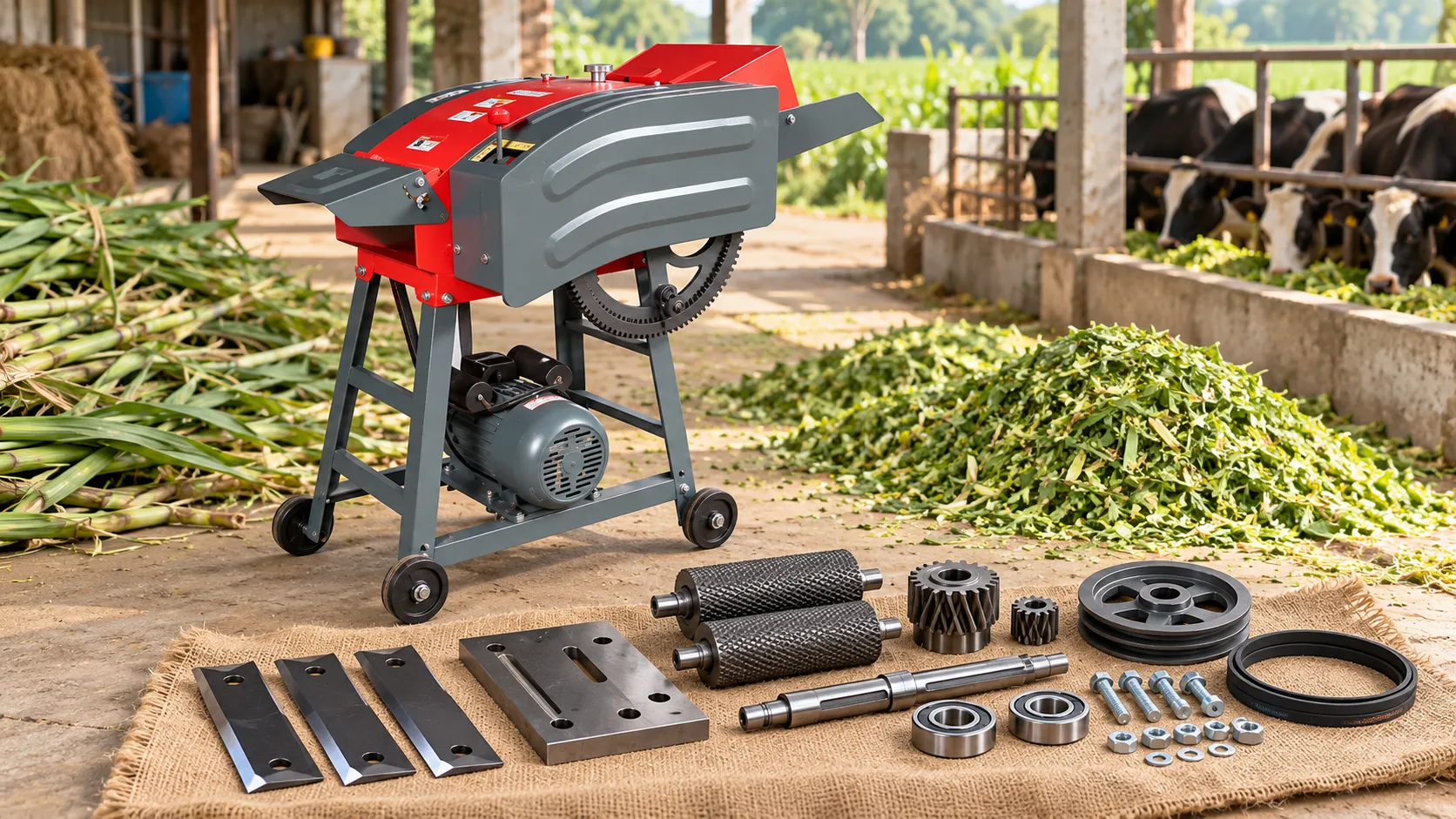 Chaff cutter kutti machine spare parts - blades, rollers, bearings and belt